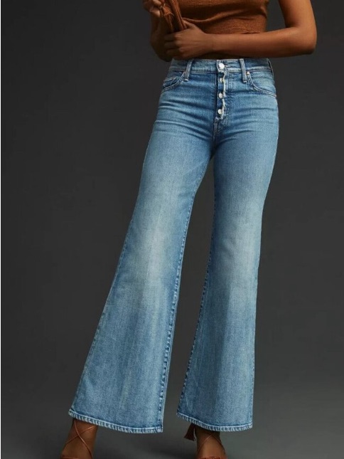 Mother Flared Jeans In Light Blue Wash